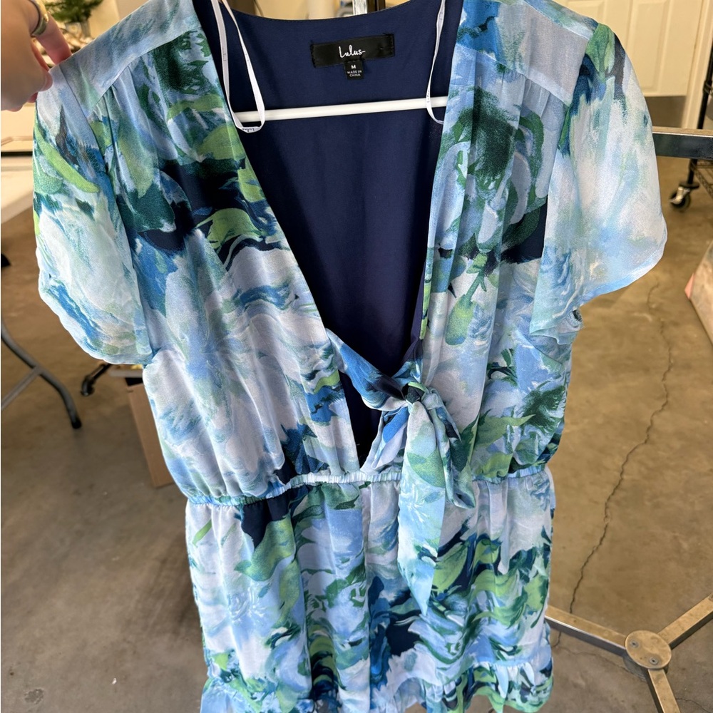 Lulus Blue and Green Floral Romper